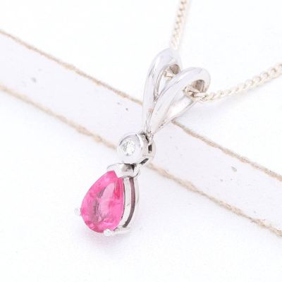 KYLIE RARE PINK SPINEL & DIAMOND PENDANT IN 14K WHITE GOLD by EQUALLI.COM