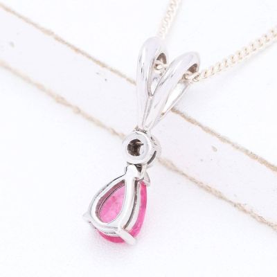 KYLIE RARE PINK SPINEL & DIAMOND PENDANT IN 14K WHITE GOLD by EQUALLI.COM