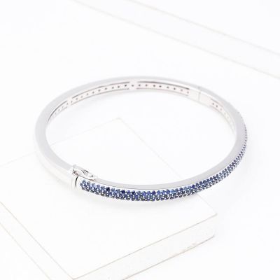 MAINE BLUE SAPPHIRE BANGLE IN STERLING SILVER