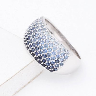 PHILADELPHIA BLUE SAPPHIRE OMBRE RING IN STERLING SILVER by Equalli