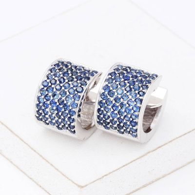 MAINE BLUE SAPPHIRE EARRINGS IN STERLING SILVER