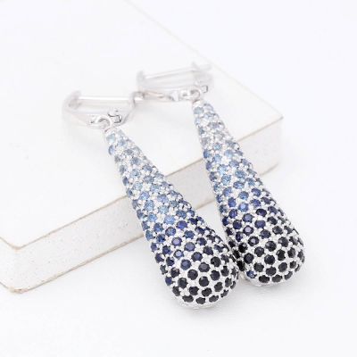 PHILADELPHIA BLUE SAPPHIRE OMBRE EARRINGS IN STERLING SILVER by Equalli