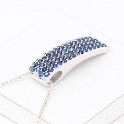 MAINE BLUE SAPPHIRE PENDANT IN STERLING SILVER