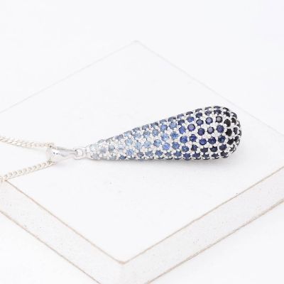 PHILADELPHIA BLUE SAPPHIRE OMBRE PENDANT IN STERLING SILVER by Equalli
