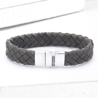 VICTOR LEATHER BRACELET IN GREY by EQUALLI.COM
