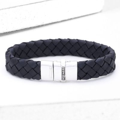 VICTOR LEATHER BRACELET IN BLUE by EQUALLI.COM