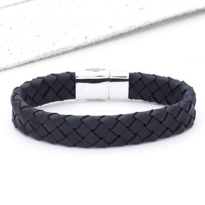 VICTOR LEATHER BRACELET IN BLUE by EQUALLI.COM