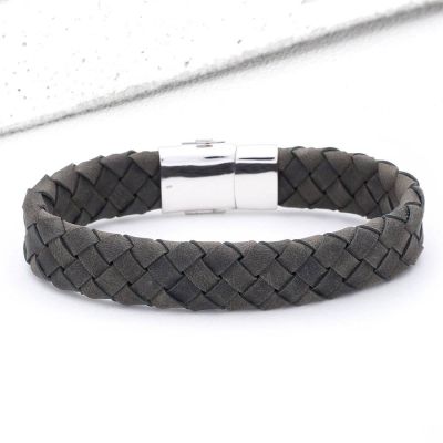 VICTOR LEATHER BRACELET IN GREY by EQUALLI.COM