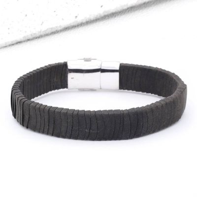 MATT LEATHER BRACELET IN GREY by EQUALLI.COM
