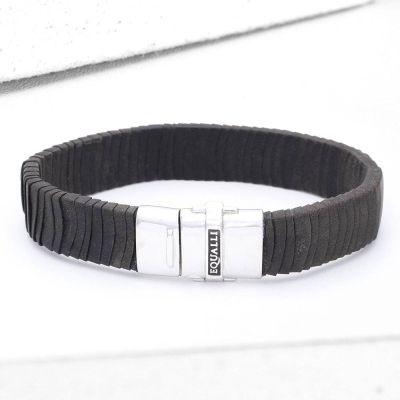 MATT LEATHER BRACELET IN GREY by EQUALLI.COM