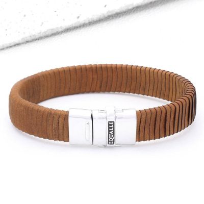 MATT LEATHER BRACELET IN BROWN by EQUALLI.COM