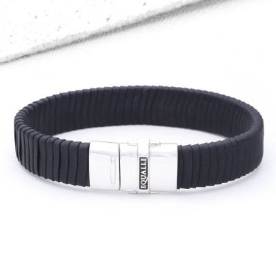 MATT LEATHER BRACELET IN BLUE by EQUALLI.COM