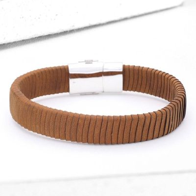 MATT LEATHER BRACELET IN BROWN by EQUALLI.COM