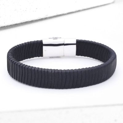 MATT LEATHER BRACELET IN BLUE by EQUALLI.COM