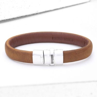 BOMER LEATHER BRACELET IN BROWN by EQUALLI.COM