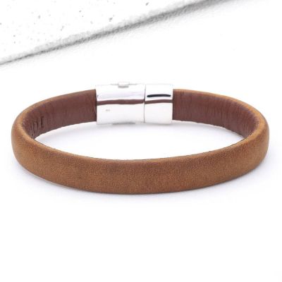 BOMER LEATHER BRACELET IN BROWN by EQUALLI.COM