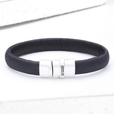 BOMER LEATHER BRACELET IN BLUE by EQUALLI.COM