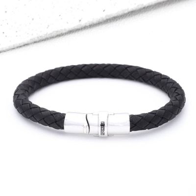 PAGE LEATHER BRACELET IN BLACK by EQUALLI.COM