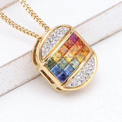 LILIANA RAINBOW SAPPHIRE & DIAMOND PENDANT IN 18K GOLD