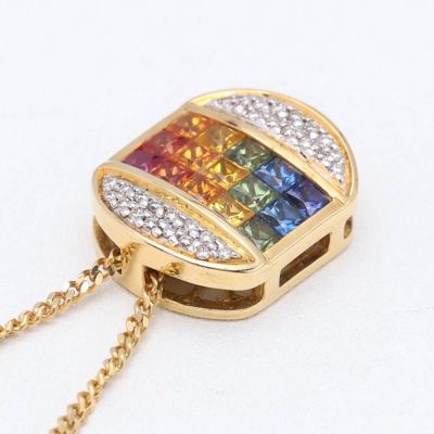 LILIANA RAINBOW SAPPHIRE & DIAMOND PENDANT IN 18K GOLD