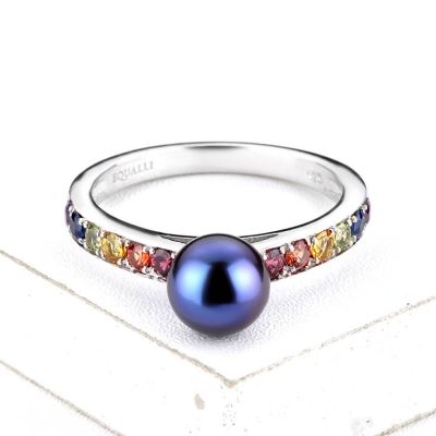 LAS VEGAS RING IN 14K GOLD  W / BLACK PEARL by EQUALLI.COM