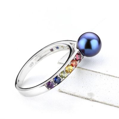 LAS VEGAS RING IN STERLING SILVER W / BLACK PEARL by EQUALLI.COM