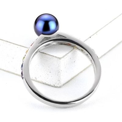 LAS VEGAS RING IN STERLING SILVER W / BLACK PEARL by EQUALLI.COM