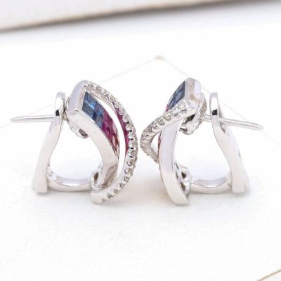ABIGAIL RAINBOW SAPPHIRE & DIAMOND EARRINGS IN 18K GOLD