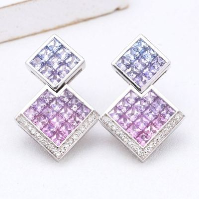 PENELOPE PURPLE SAPPHIRE & DIAMOND EARRINGS IN 18K GOLD