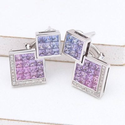 PENELOPE PURPLE SAPPHIRE & DIAMOND EARRINGS IN 18K GOLD