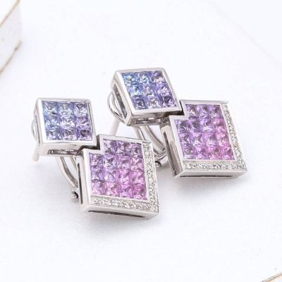 PENELOPE PURPLE SAPPHIRE & DIAMOND EARRINGS IN 18K GOLD
