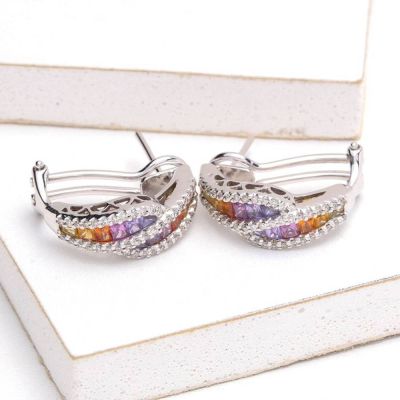SOPHIA RAINBOW SAPPHIRE & DIAMOND EARRINGS IN 18K GOLD