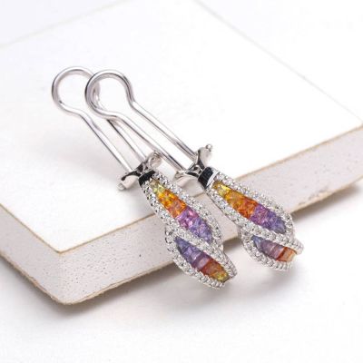 SOPHIA RAINBOW SAPPHIRE & DIAMOND EARRINGS IN 18K GOLD