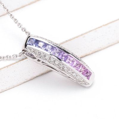 MADELYN PURPLE SAPPHIRE & DIAMOND PENDANT IN 18K GOLD