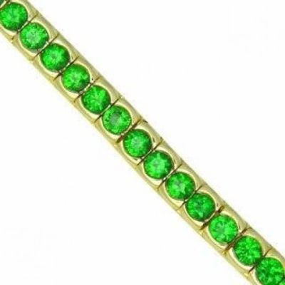 8 CARAT TSAVORITE GREEN GARNET BEZEL SET TENNIS BRACELET 14K WG AND YG- 7 INCHES BY EQUALLI.COM