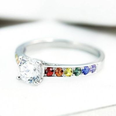 LAS VEGAS RING IN STERLING SILVER w/CENTRE DIAMOND