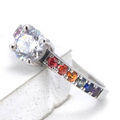 TRANSGENDER PRIDE LAS VEGAS RING IN STERLING SILVER  BY EQUALLI.COM 