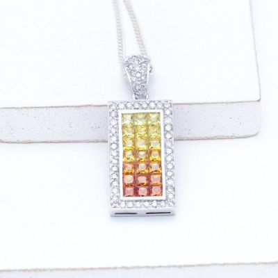 ALYSSA SUNSET SAPPHIRE & DIAMOND PENDANT IN 18K GOLD