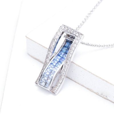 AUBREY BLUE SAPPHIRE & DIAMOND PENDANT IN 18K GOLD