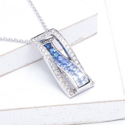 AUBREY BLUE SAPPHIRE & DIAMOND PENDANT IN 18K GOLD