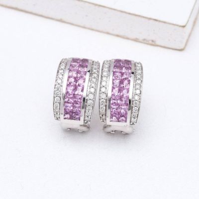 MIA PINK SAPPHIRE & DIAMOND EARRINGS IN 18K GOLD