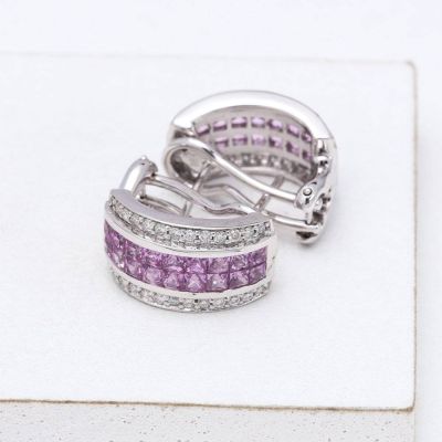 MIA PINK SAPPHIRE & DIAMOND EARRINGS IN 18K GOLD