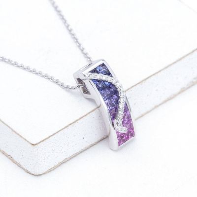 KEIRA PURPLE SAPPHIRE & DIAMOND PENDANT IN 18K GOLD