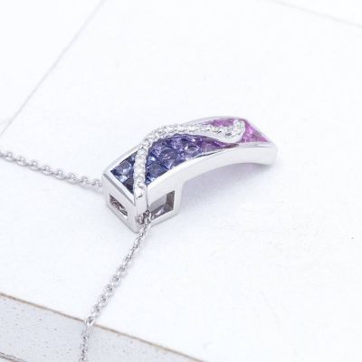 KEIRA PURPLE SAPPHIRE & DIAMOND PENDANT IN 18K GOLD