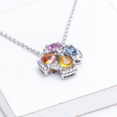 LILY RAINBOW SAPPHIRE & DIAMOND PENDANT IN 18K GOLD