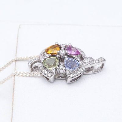 ALICE RAINBOW SAPPHIRE & DIAMOND PENDANT IN 18K GOLD