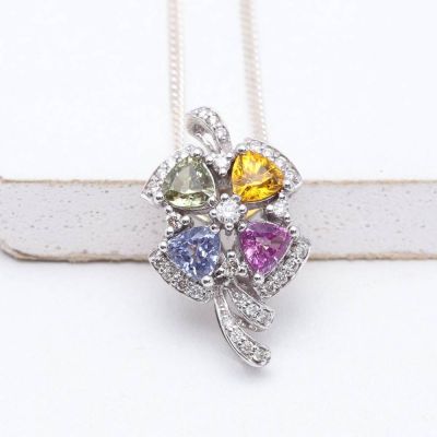 ALICE RAINBOW SAPPHIRE & DIAMOND PENDANT IN 18K GOLD
