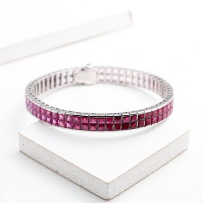 NEW YORK 25 CARAT DOUBLE ROW INVISIBLE RUBY BRACELET IN 18K GOLD by EQUALLI.COM