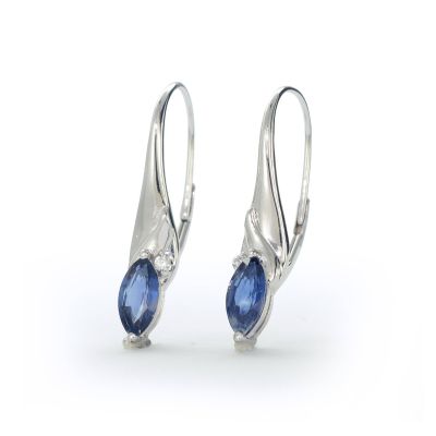 GABRIEL BLUE SAPPHIRE MARQUISE EARRINGS IN 18K GOLD by EQUALLI.COM