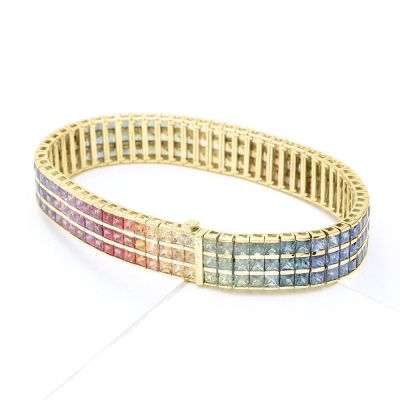 30 CARAT TRIPLE ROW CHELSEA BRACELET IN 14K GOLD by EQUALLI.com